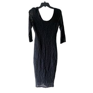 Love Fire Black Bodycon Dress 3/4 Sleeve Scoop Neck